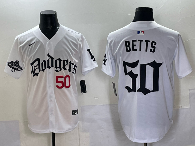 Men Los Angeles Dodgers #50 Betts white Nike 2025 MLB jersey 002->los angeles dodgers->MLB Jersey